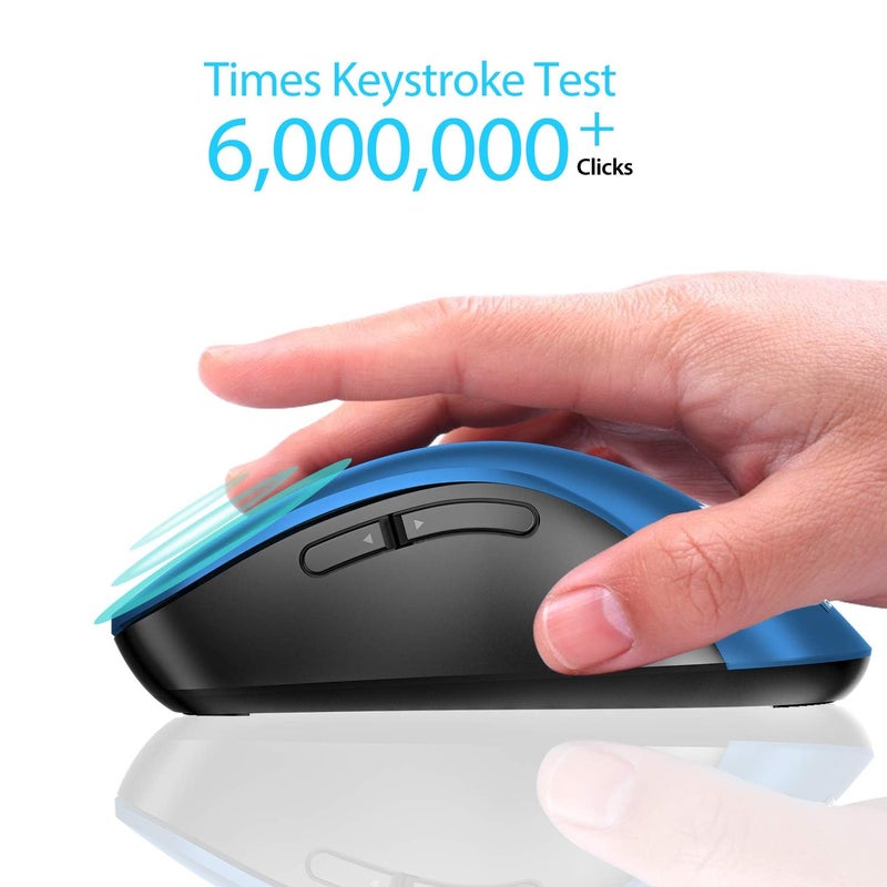 memzuoix 2.4G Portable Wireless Mouse, 1400 DPI Mobile Optical Cordless Mice with USB Receiver for Computer, Laptop, PC, Desktop, MacBook, 5 Buttons, Blue - Image 5